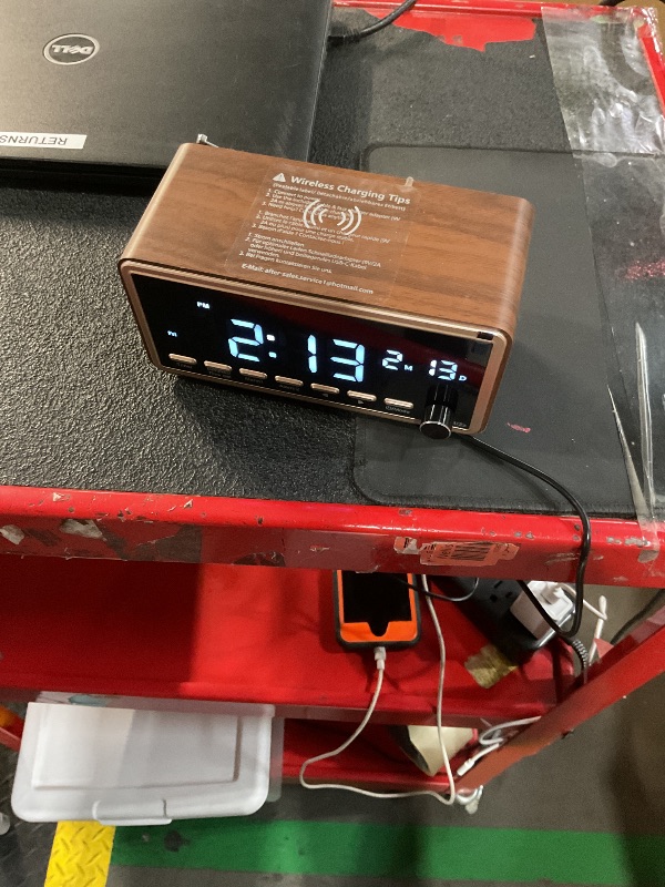 Photo 1 of **WIRELESS CHARGER DOES NOT WORK**
Digital Alarm Clocks Radio for Bedrooms,FM Radio & White Noise Sound Machine with Timer,Bluetooth Speaker,Dual Alarm Clock with Wireless Charging,Dimmable Big LED Display,Holiday Gifts for Men Women