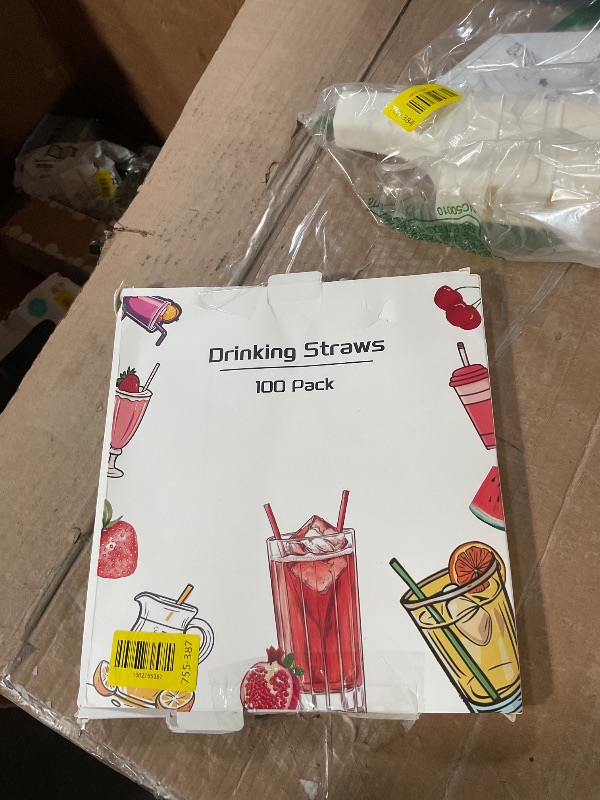 Photo 1 of [100 Pcs] Disposable Plastic Drinking Bendy Straws - 10.24" Long and 0.24" Diameter Colorful Cute Flexible Long Straws for Juice,Coffee,Milk,Cocktail, Bachelorette/Birthday Party, Bridal/Baby Shower