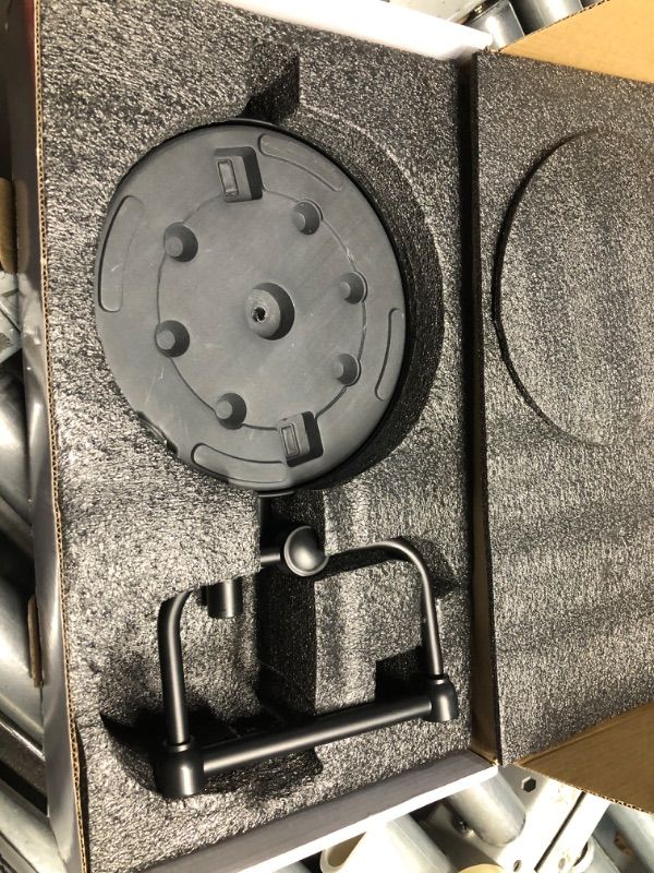 Photo 1 of (MISSING HARDWARE) Hoimpro 25" Toilet Paper Holder Free Standing, Floor Bathroom Toilet Paper Tissue Roll Holder with Shelf Stand for 4 Rolls, with Storage, Freestanding Handle Hardware Accessories Rack Matte Black