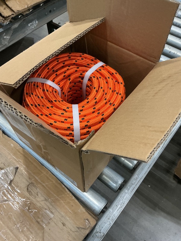 Photo 1 of 1/2in 150ft Orange Double Braided Cord Polyester Rope Heavy Duty Line for Tree Work Suitable Outdoor Use