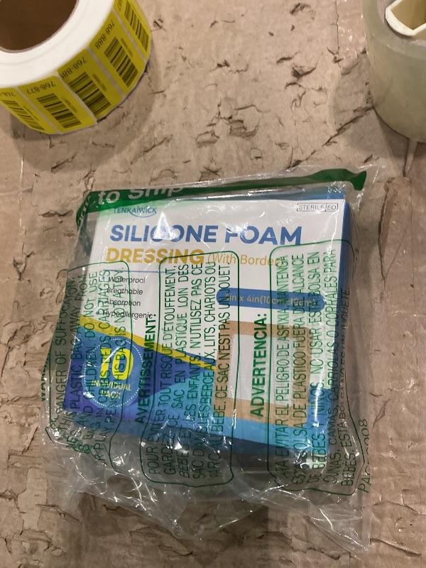 Photo 1 of 10 Pack Silicone Foam Dressing 4"x4" with Adhesive Border, High Absorbency Silicone Bandages, Waterproof Foam Bandages for Wounds Care, Bed Sore, Diabetic Foot Ulcers