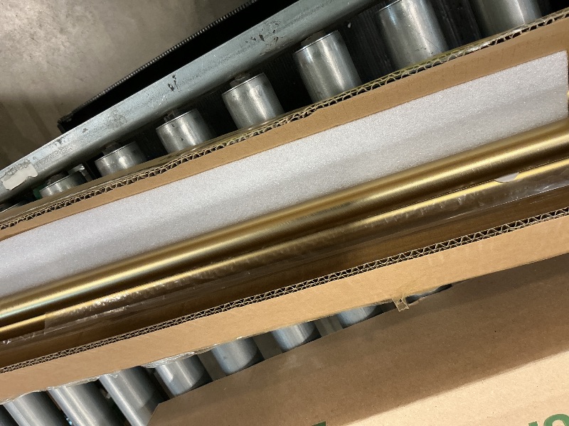 Photo 1 of 1 1/8 Inch Diameter Curtain Rods 144 to 240 Inches(12-20ft), Telescoping Heavy Duty Large Drapery Rod with Adjustable Aluminum Alloy Bracket, Solid End Caps for Windows Patio Decoration, Brushed Gold