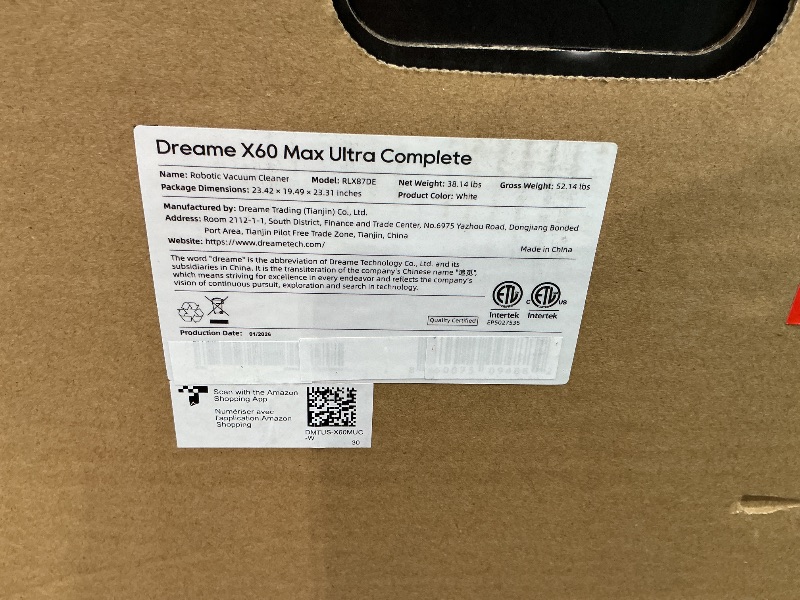 Photo 1 of *** UPDATED 5/17*** DREAME X60 Max Ultra Complete Robot Vacuum and Mop, Ultra-Thin Design, 35,000Pa Suction, Self Emptying&Refilling, Mop Self-Cleaning, 280+ Obstacle Avoidance, White


ALL SALES FINAL  AS IS NO RETURNS
