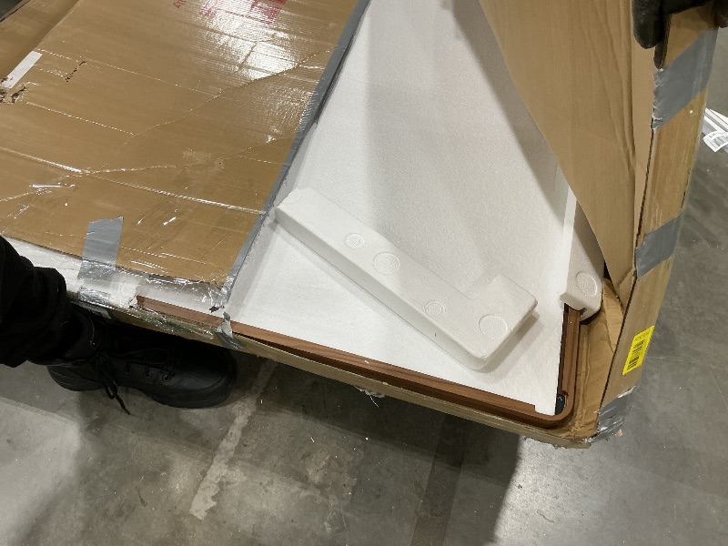 Photo 1 of *MAJOR DAMAGE*
LOAAO 72X40 Inch Bathroom Mirror with Wood Grain Colored Metal Frame, Rounded Rectangle Metal Framed Bathroom Mirror, Anti-Rust, Hangs Horizontally or Vertically, Tempered Glass