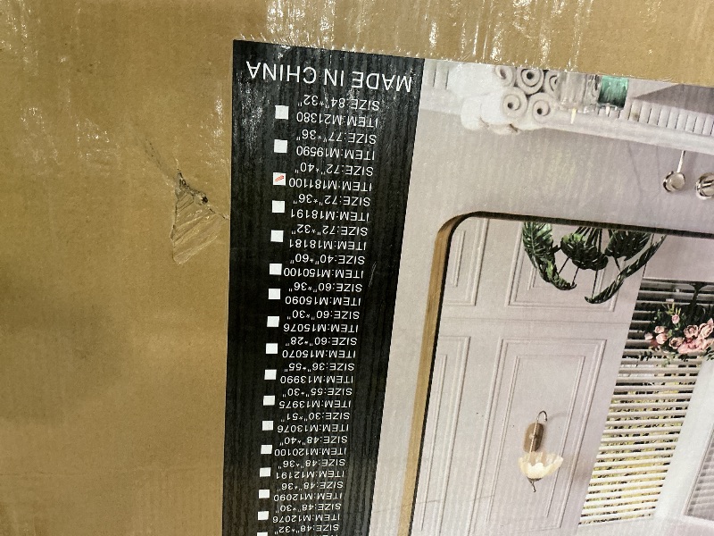 Photo 1 of *MAJOR DAMAGE*
LOAAO 72X40 Inch Bathroom Mirror with Wood Grain Colored Metal Frame, Rounded Rectangle Metal Framed Bathroom Mirror, Anti-Rust, Hangs Horizontally or Vertically, Tempered Glass