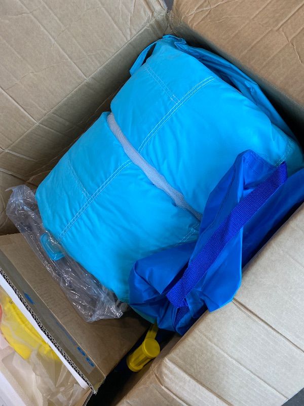 Photo 1 of **UNTESTED**
FINCOME Inflatable Water Slide, Bounce House with 2 Slide for Kids, Inflatable Waterslide Park with Splash Pool, Basketball Hoop, Ball Shooting & Water Cannon for Backyard, Outdoor, Indoor