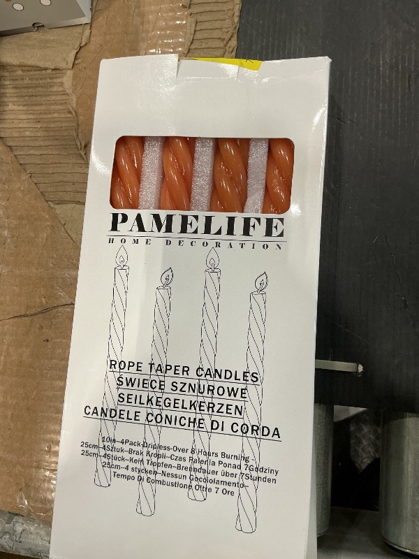 Photo 1 of 10 Inch Spiral Burnt Orange Taper Candles, 4 Pack Unscented Dripless Long Burning Time Gloosy Fall Candlesticks for Dinner Party, Wedding Shower and Home Decoration (Squash)