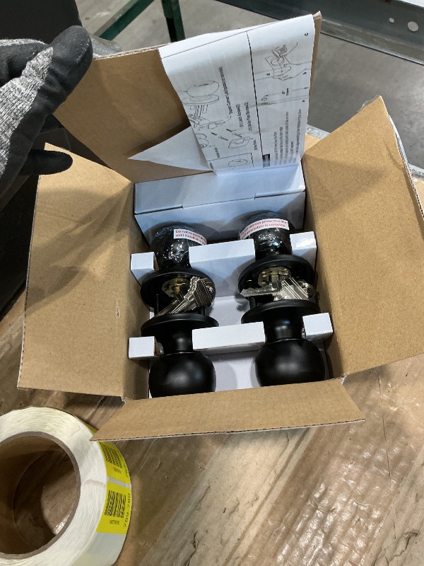 Photo 1 of [2 Pack] BESTTEN Keyed Entry Door Knob, Entrance Door Lock, Keyed Different, Standard Ball, Matte Black