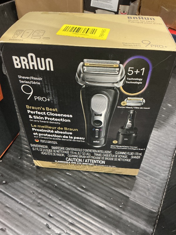 Photo 1 of **MISSING PARTS - Missing the main unit**
Braun Series 9 PRO+ Electric Shaver, Pro SensoAdapt, 6in1 SmartCare Center, Wet & Dry Razor, 9660CCPS, Black