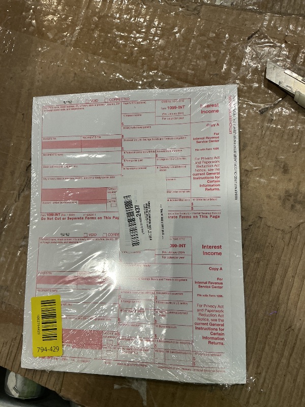 Photo 1 of 1099 INT Tax Forms 2025 Interest Income Set, 4 Part 25 Pack, Great for QuickBooks and Accounting Software 25 Laser Form Sets for Interest Income, 1099-INT 2025