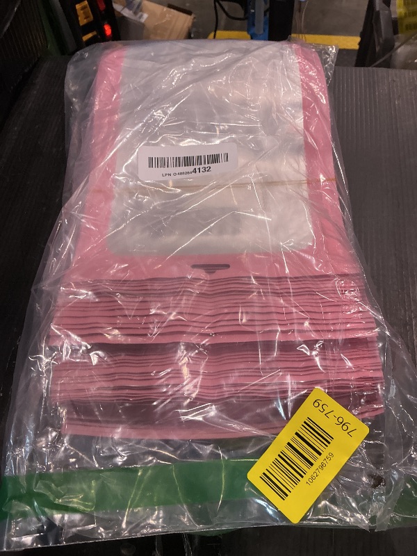 Photo 1 of 100 PCS Pink Resealable Mylar Bags with Frosted Clear Window Packaging Bags Foil Pouch Zipper Bag for Food Self Sealing Storage Supplies 7.08x10.24