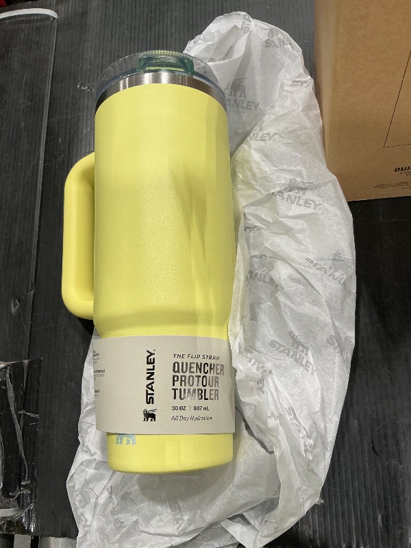 View 5 of ***DAMAGED ON FRONT*** STANLEY Quencher ProTour Flip Straw Tumbler with Leakproof Lid 30 oz | Built-In Straw and Handle | Cup Holder Compatible for Travel | Insulated Stainless Steel Cup | BPA-Free | Pomelo