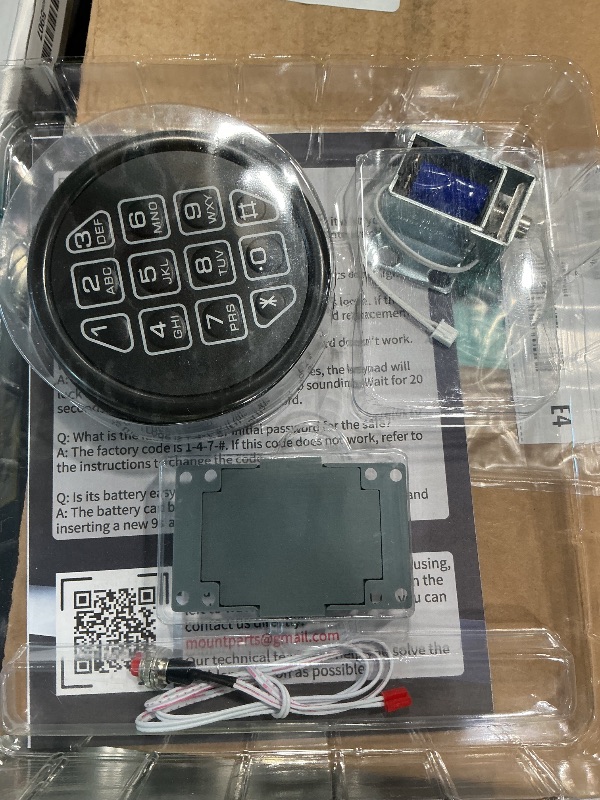 Photo 1 of **UNTESTED**
Electronic Safe Lock Replacement Keypad with Solenoid Lock, Gun Safe Lock with Programmable Electronic Keypad, Lock Fits High Security Safe Box and Security Cabinet