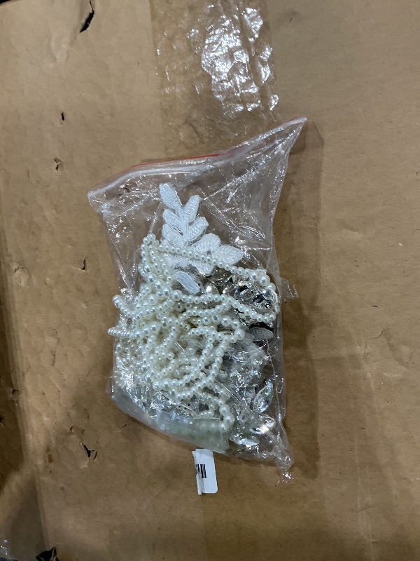 Photo 1 of 1 Pair Beaded Rhinestones Applique Embellishment for Clothes Epaulettes Shoulder Patches Sew-on Diamond Sequin Tassels Applique for Wedding Dress DIY Accessories 9.8X10.2inches (Silver)