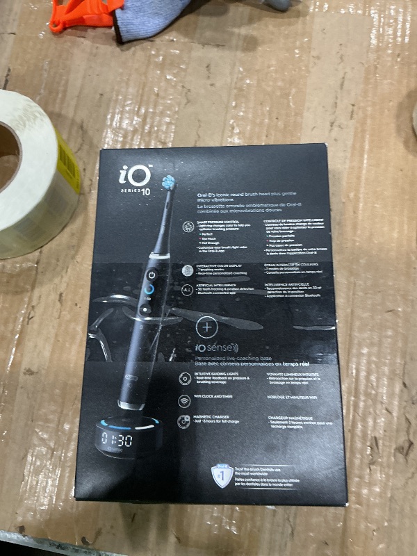 Photo 1 of **UNTESTED**
Oral-B Rechargeable Electric Toothbrush, iO10 Ultimate Clean, 7 Cleaning Modes, Interactive Display, iSense Charger, Charging Travel Case, 4 Brush Heads, Rechargeable Toothbrush, Black