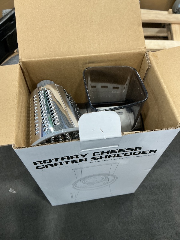 Photo 1 of ** SOLD AS IS, NO REFUND/RETURN** SEE COMMENTS!
KalraMay Cheese Grater,Rotary Cheese Grater with Handle, Multifunctional Rotary Cheese Shredder Effortlessly Grates Cheese, Vegetables, and Fruits (Gray)