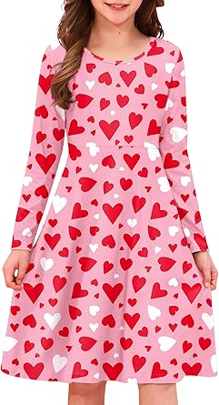 Photo 1 of **USED - MINOR DAMAGE**
Girl's St Patrick's Day Clover Print Irish Shamrock Long Sleeve A-line Midi Dress 4-12 Years