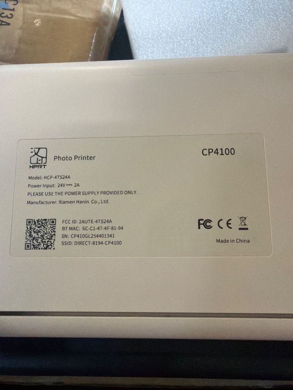 Photo 1 of **UNTESTED**
HPRT CP4100 Photo Printer - Portable 4x6 Bluetooth Instant Picture Printer + 108 Sheets & 2 Ribbon, Wi-Fi, Premium Dye Sublimation - 300 DPI Display Resolution - Editing App for Fun, Creative Photos