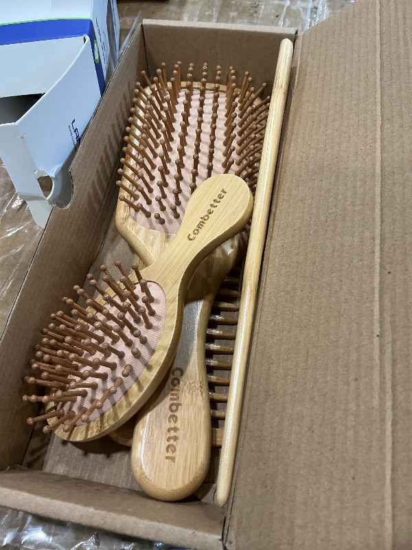 View 2 of 100% Bamboo Hair Brushes and Comb Set by Combetter, Comb for Women and Detangling, Great on All Hair, Eco-Friendly and Handmade for Women Men and Kids