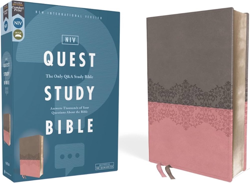 Photo 1 of
NIV, Quest Study Bible, Leathersoft, Gray/Pink, Comfort Print: The Only Q and A Study Bible