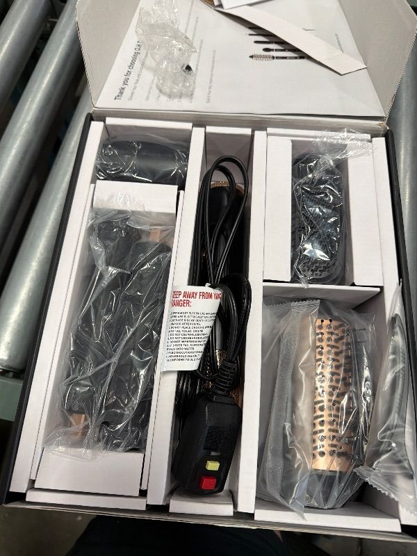Photo 1 of ***FACTORY SEALED***O.H.B 5 in 1 Hot Air Hair Styler, 110,000 RPM High Speed Hair Dryer Brush, Ionic Air Styler Wrap with Fast Drying, No Heat Damage Air Multi Styler for Volumize, Curl, Straighten for Travel, Black Gold