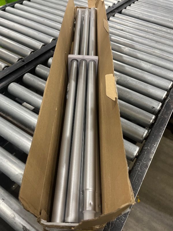 Photo 1 of 1 Inch Silver Curtain Rods for Windows 140 to 195 Inches (6 to 12 ft), Telescoping Single Drapery Rod, USFOOK Decorative Curtain Rod with Translucent Finials