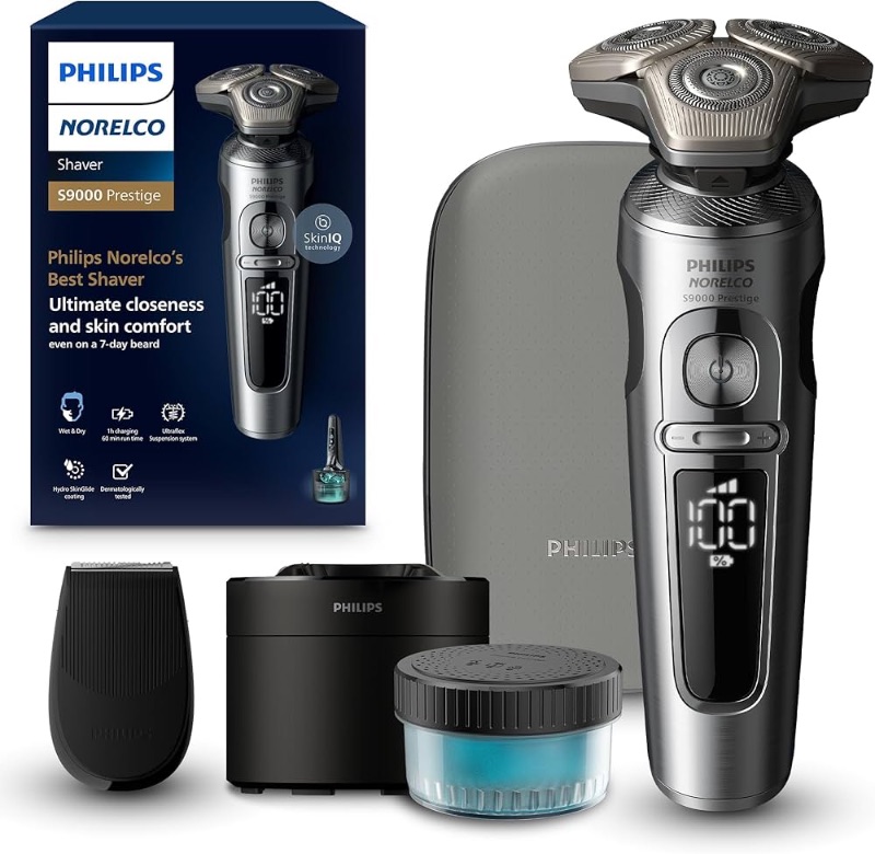 Photo 1 of ***MISSING CHARGING CORD***
Philips Norelco Shaver S9000 Prestige Ultra, Wet & Dry Electric Shaver, White Gold, SenseIQ Pro Technology, Triple Lift & Cut System, 360 Rotating NanoTech Precision Blades, Beard Styler,