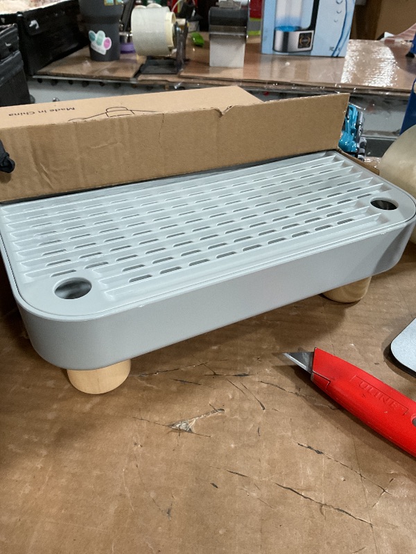 Photo 1 of ***MISSING PARTS***
Bartuke Litter Box Step, Cat Step/Ramp/Catcher with Wooden Base, Filter Function, Easy to Clean, Ideal for Kitten & Elderly Cats (Light Grey)