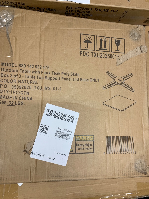 Photo 1 of ***3 Box Set***
Flash Furniture Lark Outdoor Patio Bistro Dining Table with Faux Teak Poly Slats, 30" Square