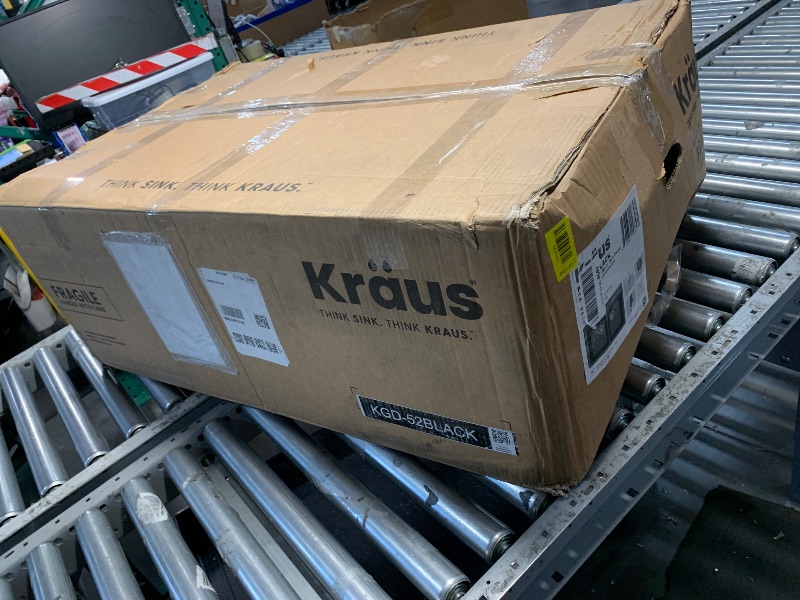 Photo 1 of ****CRACKED CORNER****
KRAUS Forteza 33-inch Drop in/Undermount 50/50 Double Bowl Granite Kitchen Sink in Black, KGD-52BLACK