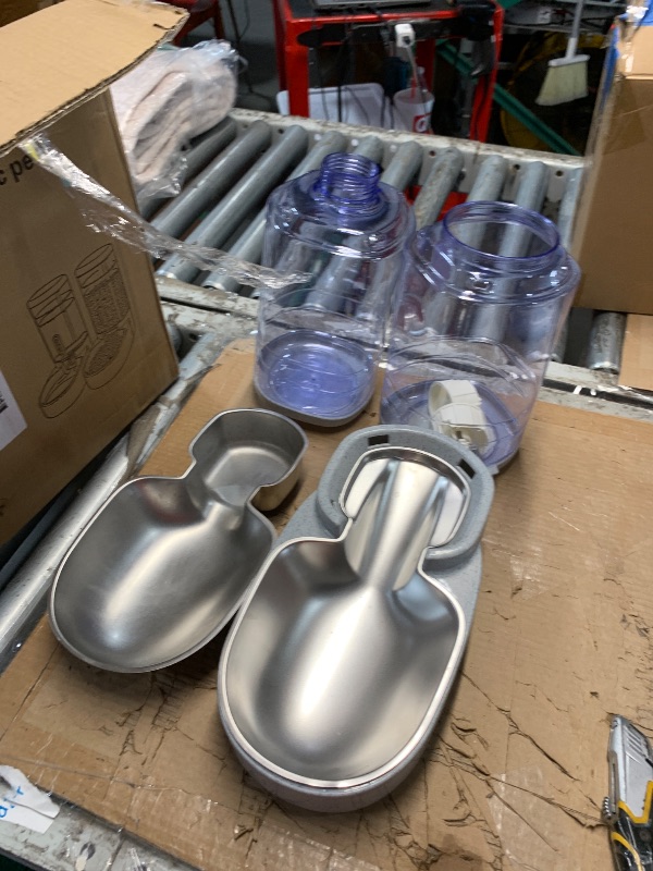 Photo 1 of ***MISSING ONE TRAY**(READ NOTES)
Automatic Cat Feeder and Water Dispenser with Stainless Steel Bowl Gravity Food Feeder and Waterer Set for Small Medium Dog Puppy Kitten 1 Gallon x 2(Grey)