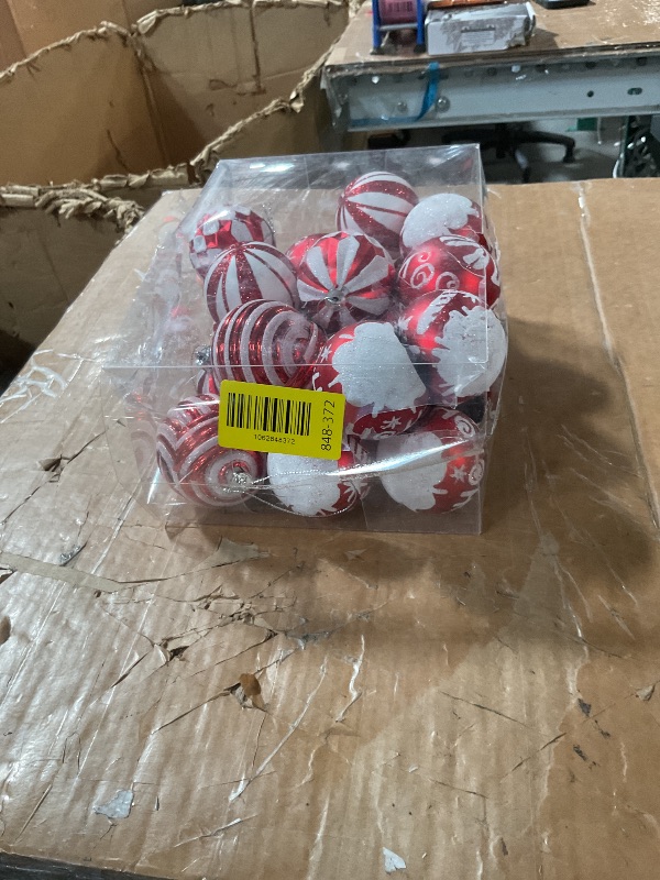 Photo 1 of * a few are broken*
24 Pcs Christmas Ball Ornaments, 2.36 Inch Glitter Red and White Candy Cane Christmas Tree Ornaments Set Shatterproof Plastic Hanging Baubles for Xmas Tree Home Holiday Party Decorations