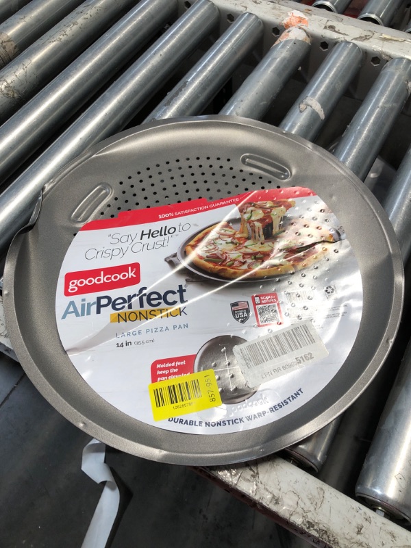 Photo 1 of ***DAMAGED - SEE NOTES/PICTURES***GoodCook AirPerfect 14 Inch Insulated Nonstick Carbon Steel Pizza Pan with Cutting Guides, Perforated, Gray