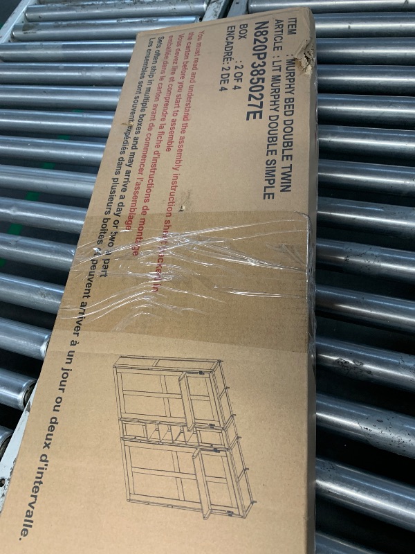Photo 1 of ***PARTIAL SET - BOX 2 OF 4 ONLY***
2-in-1 Design Dual Murphy Bed Twin Size with Cabinets and Shelves, Wood Wall Murphy Bed, Can be Folded Platform Bed with Convertible Shelf-Legs for Guest Room Home Office (White-7.23)