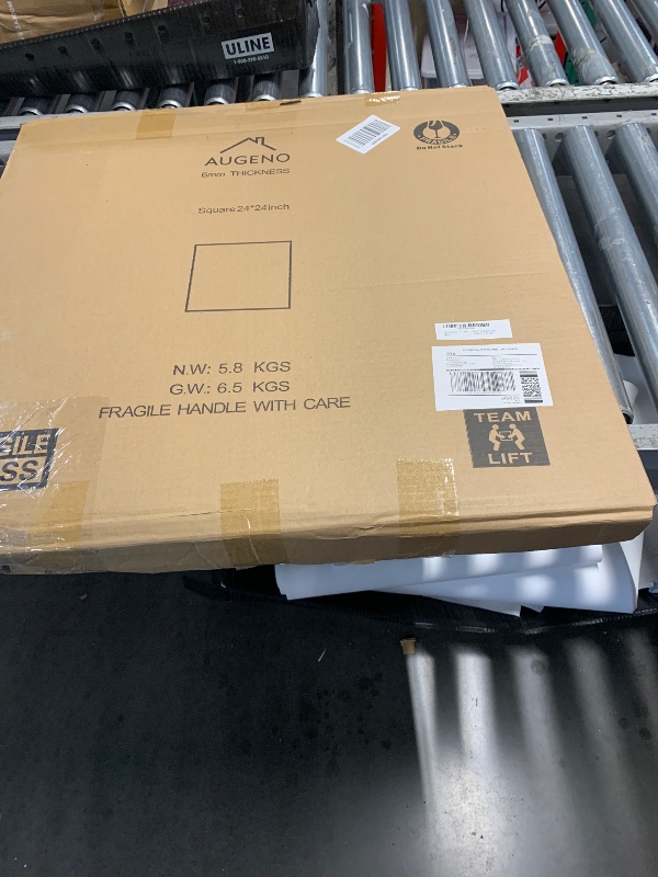 Photo 1 of ***FACTORY SEALED***Augeno 24 inch Square 1/4" Thick Flat Polished Edge Glass Table Top with 6 Bumpers - Tempered, Scratch Resistant & Safety Replacement Glass Designed for Dining, Coffee, Patio & End Tables