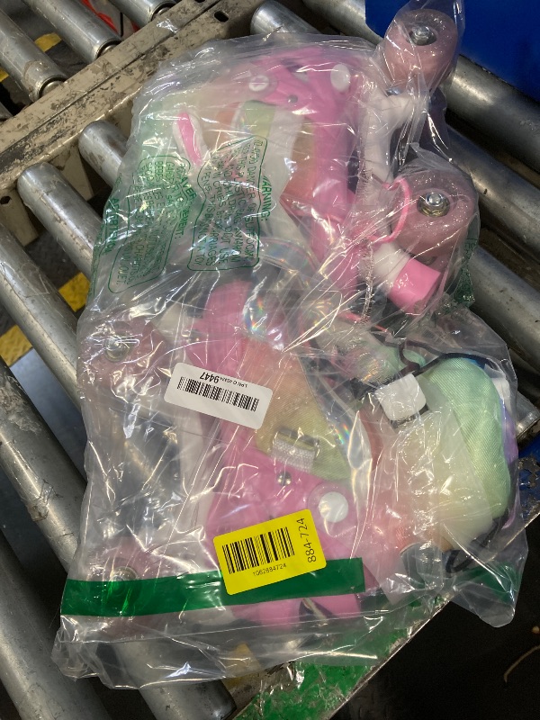 Photo 1 of *MINOR DAMAGE - USED*
LEVYTEMP Rainbow Roller Skates for Girls Kids, Gradient Pink 4 Size Adjustable Quad Skates Size Medium Ages 6-12 with All Light Up Wheels for Kids Youth Outdoor Indoor