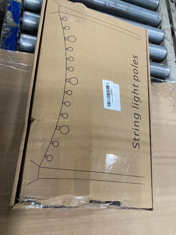 Photo 1 of 10Ft String Light Poles 4 Pack,Light Poles for Outside Lights,Outdoor with Fence Brackets Hanging Lights,Metal Stand Deck Patio Backyard