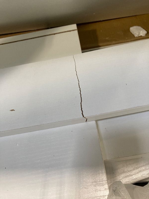 Photo 1 of ****MINOR CRACK*****Hogxp Vanity Table with LED Mirror & Power Outlet - 5 Open Shelves, 4 Drawers - Includes Padded Stool - Ideal Bedroom Makeup Dressing Table ?White?