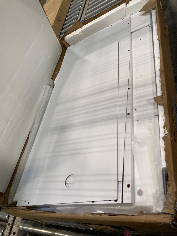 Photo 1 of ****MINOR CRACK*****Hogxp Vanity Table with LED Mirror & Power Outlet - 5 Open Shelves, 4 Drawers - Includes Padded Stool - Ideal Bedroom Makeup Dressing Table ?White?