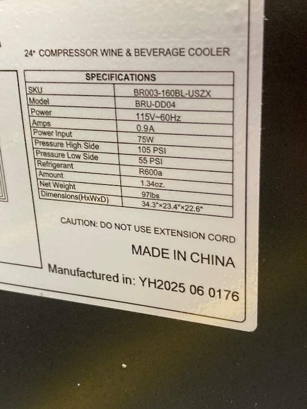 Photo 1 of *****MISSING HANDLES****ICEVIVAL Wine and Beverage Refrigerator, 24 Inch Built-In Wine Fridge with Glass Door, Holds 20 Wine Bottles & 60 Cans, Under Counter Refrigerator with Quiet Cooling System & Blue LED Light(Black)