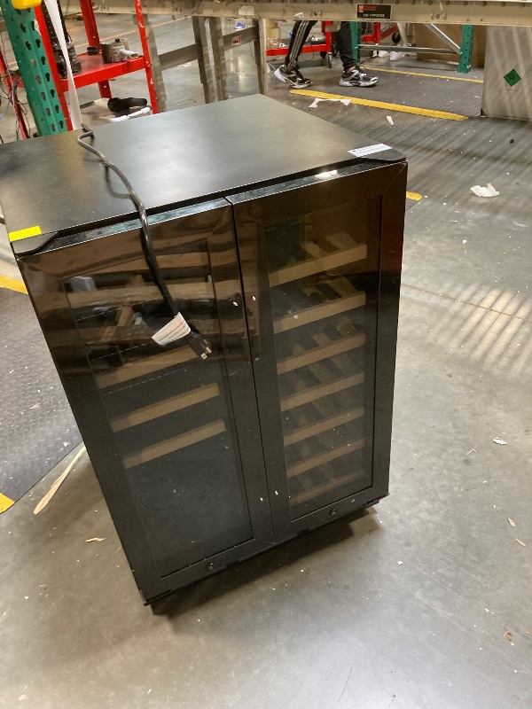 Photo 1 of *****MISSING HANDLES****ICEVIVAL Wine and Beverage Refrigerator, 24 Inch Built-In Wine Fridge with Glass Door, Holds 20 Wine Bottles & 60 Cans, Under Counter Refrigerator with Quiet Cooling System & Blue LED Light(Black)