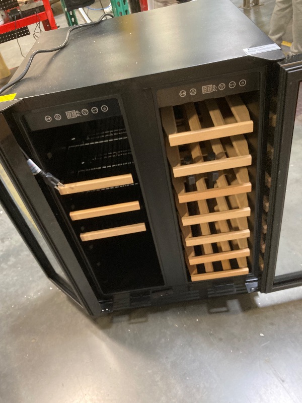 Photo 1 of *****MISSING HANDLES****ICEVIVAL Wine and Beverage Refrigerator, 24 Inch Built-In Wine Fridge with Glass Door, Holds 20 Wine Bottles & 60 Cans, Under Counter Refrigerator with Quiet Cooling System & Blue LED Light(Black)