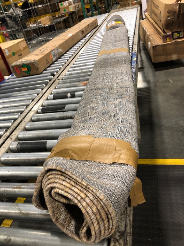 Photo 1 of ****MINOR CREASES****Loloi Amber Lewis Topanga Collection TOP-04 Natural/Aqua 7'-10" x 10' Indoor/Outdoor Area Rug