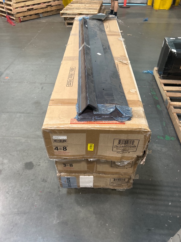 Photo 1 of ****PARTIAL SET (3 BOXES, MISSING 5 BOXES) NON-REFUNDABLE****Backyard Discovery Barrington 24' x 12' Cedar Wood Outdoor Gazebo Pavilion with Hardtop Galvanized Steel Hip Roof, Snow Support, Wind Resistance, PowerPort, Shade for Garden, Patio, Deck, Entert