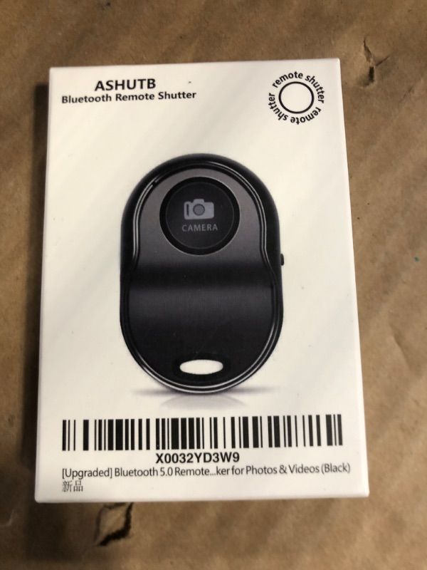 Photo 1 of [Upgraded] Bluetooth 5.0 Remote Shutter for iPhone & Android Camera Wireless Remote Control Selfie Button for iPad iPod Tablet, HD Selfie Clicker for Photos & Videos (Black)