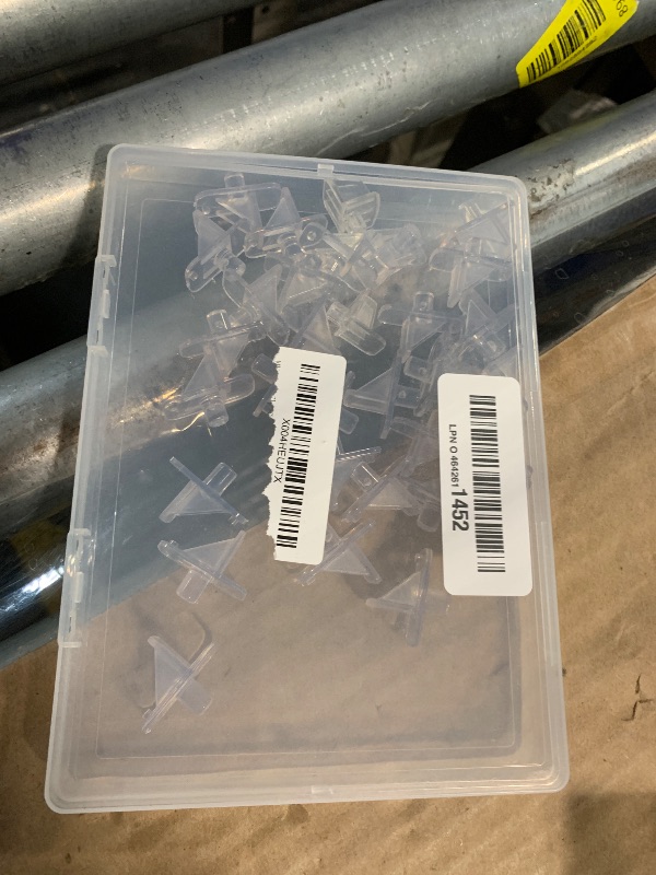 Photo 1 of Clear Plastic Cabinet Shelf Holders - 1/4 Inch Pegs for Kitchen, Wood Shelving, Bookcase - Furniture Support Pin Replacement Clips