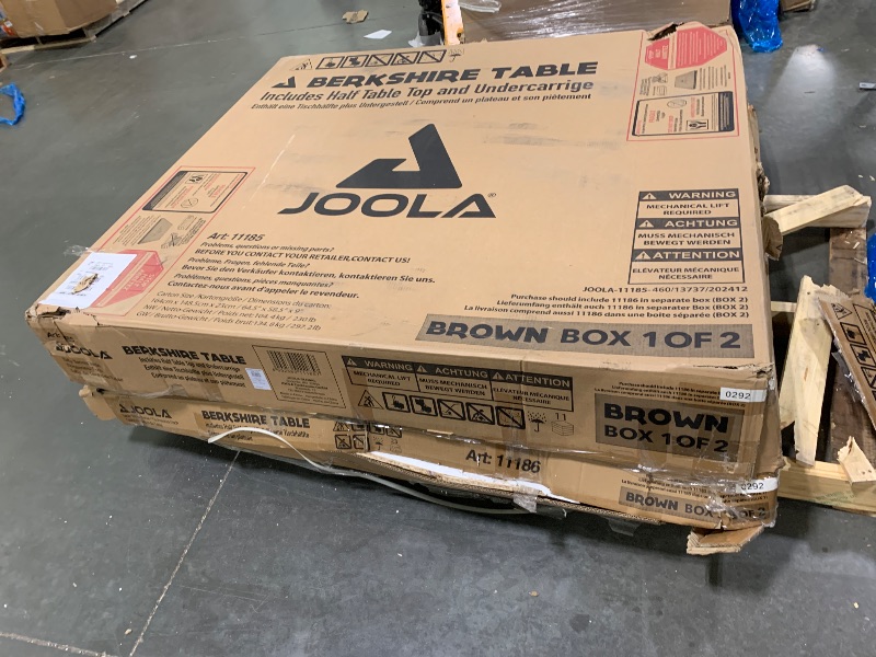 Photo 1 of **TWO BOXES** **FACTORY SEALED** JOOLA Berkshire Outdoor Table Tennis Table - Multi Use Conference Table Dining Table - Concrete Oak Wood Look Includes Steel Outdoor Ping Pong Net Set & Frame - Hybrid Indoor Outdoor Ping Pong Table