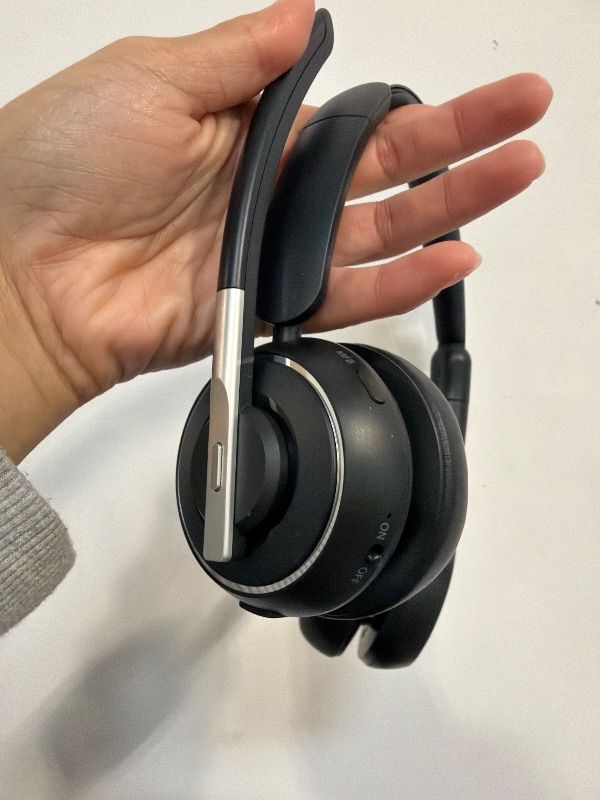 Photo 1 of (2025 Upgraded) Wireless Headset with Mic for Work, Bluetooth Headset with Noise Canceling Microphone with Dongle, Charging Base & Mic Mute, Wireless Headphones for Work from Home/PC/Computer