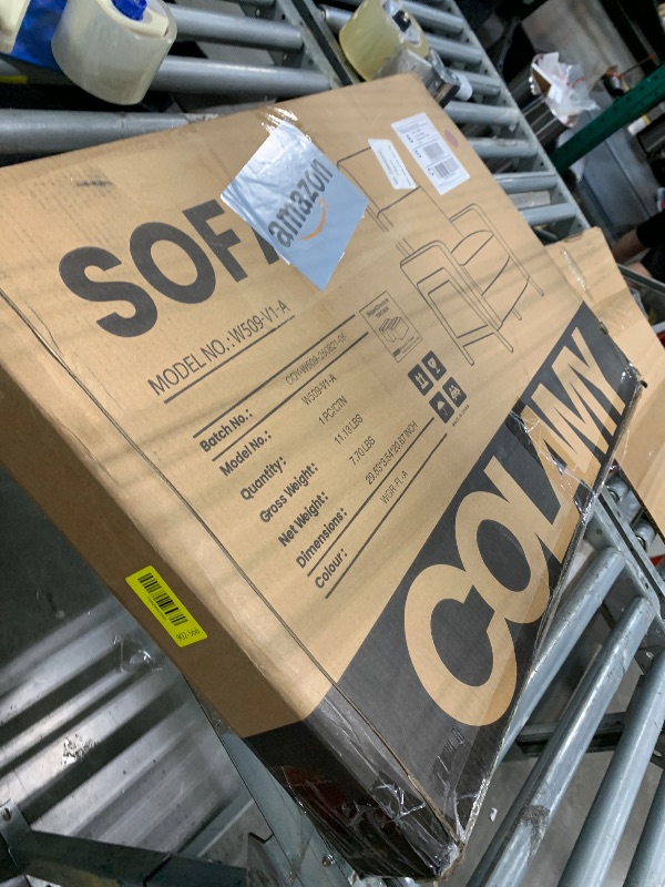 Photo 1 of ****PARTIAL SET, BOX A ONLY**** COLAMY Push Back Recliner Chair,Mid Century Modern Wingback Chair, Comfy Armchair PU Leather Living Room Chairs with Wood Legs Reclining Chair Adjustable, Grey