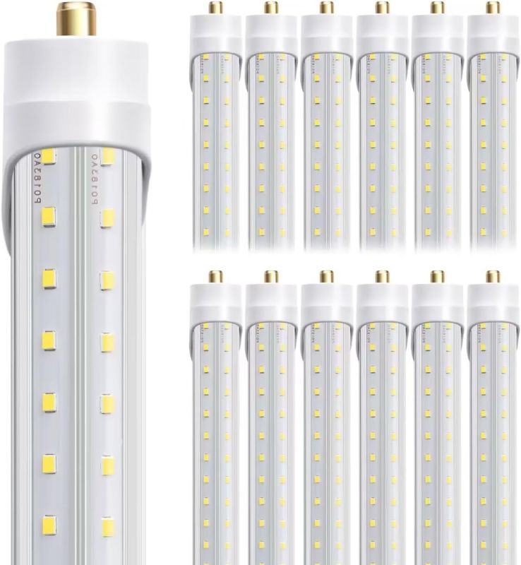 Photo 1 of *USED*
8ft LED Bulbs, 8 Foot LED Shop Light Bulb 72W 6000K 10000lm, Super Bright,T8 T10 T12 V Shape FA8 Lights, Clear Cover, F96T12 Bulbs to Replace Fluorescent Light Bulbs(Pack of 12)